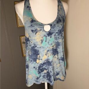Mudd Blue and Cream Tie-Dye Tank Top